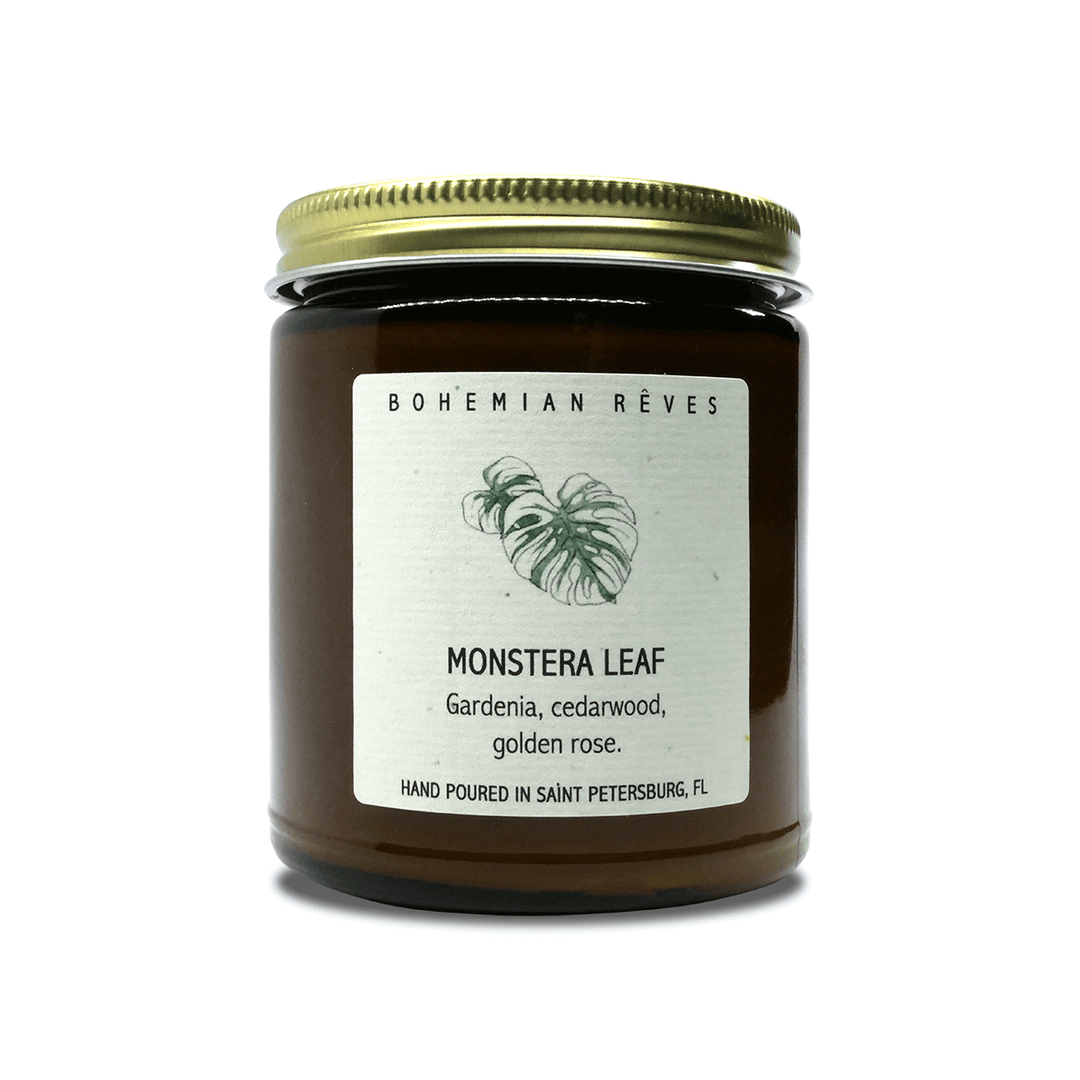 Monstera Leaf Candle - Gardenia - Aromatherapy Bohemian Rêves - Fachie Market