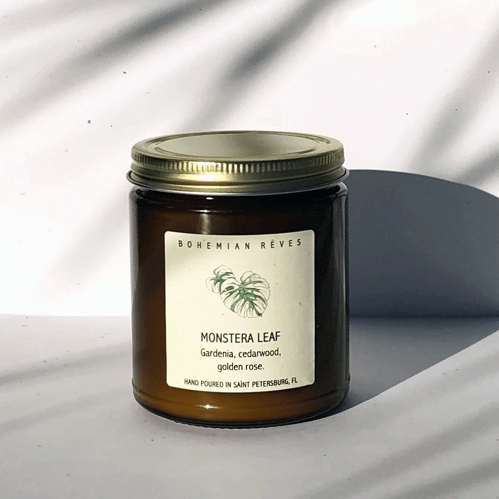 Monstera Leaf Candle - Gardenia - Aromatherapy Bohemian Rêves - Fachie Market